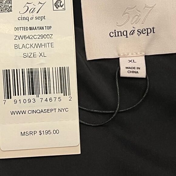 CINQ A Sept Maayan one shoulder top polka Dot size XL - Picture 10 of 11